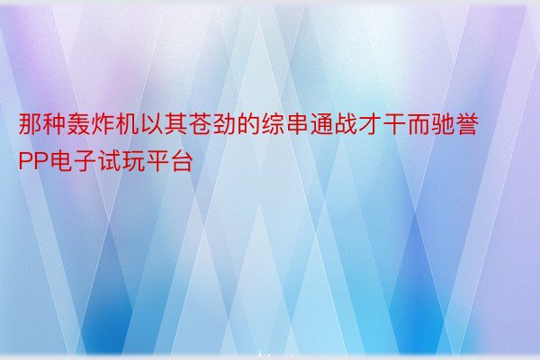 那种轰炸机以其苍劲的综串通战才干而驰誉 PP电子试玩平台