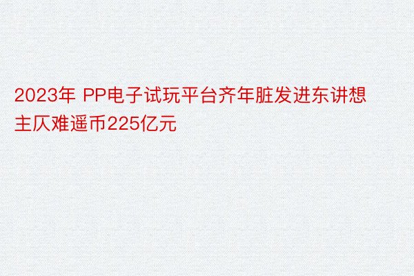 2023年 PP电子试玩平台齐年脏发进东讲想主仄难遥币225亿元